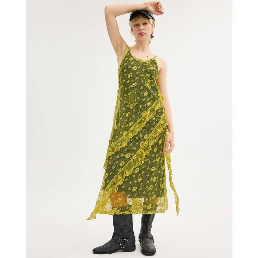 NWT COACH Yellow Ruffle Lace Slip Dress Size 0 $1295 Retail